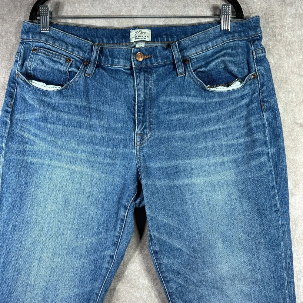J. Crew Slim Broken In Boyfriend Jeans Womens Size 32P Blue Denim High Rise
